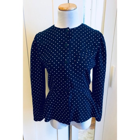 Hot Shapes Polka Dot Peplum Blouse Size Medium - Picture 3 of 6